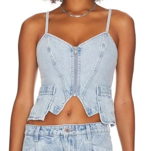 GRLFRND Maia Denim Cargo Top Sz. S - Picture 1 of 8